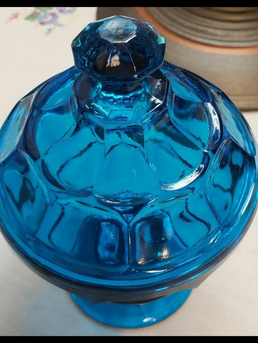 Vintage Blue Glass Apothecary Jar